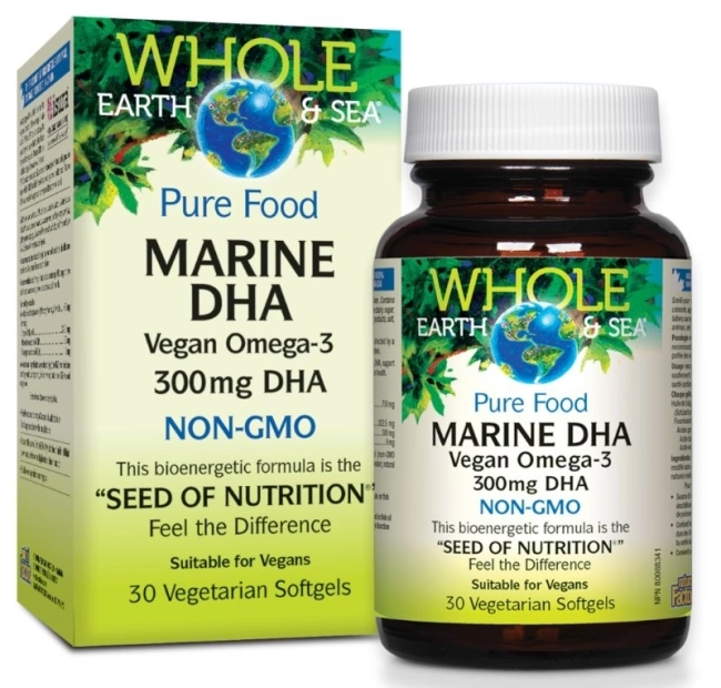 Natural Factors Marine DHA™ Vegan Omega-3 Whole Earth & Sea®/ Веган Омега-3 от микроводорасли 300 mg x 30 софтгел капсули