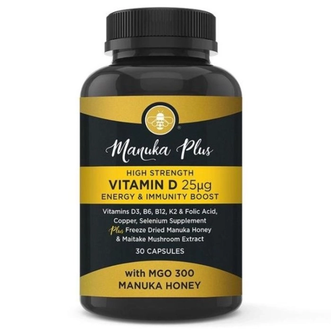 Manuka Doctor Manuka Plus High Strength Vitamin D3 25 µg  Energy & Immune Boost / Формула за силен имунитет с мед от манука, 30 капсули