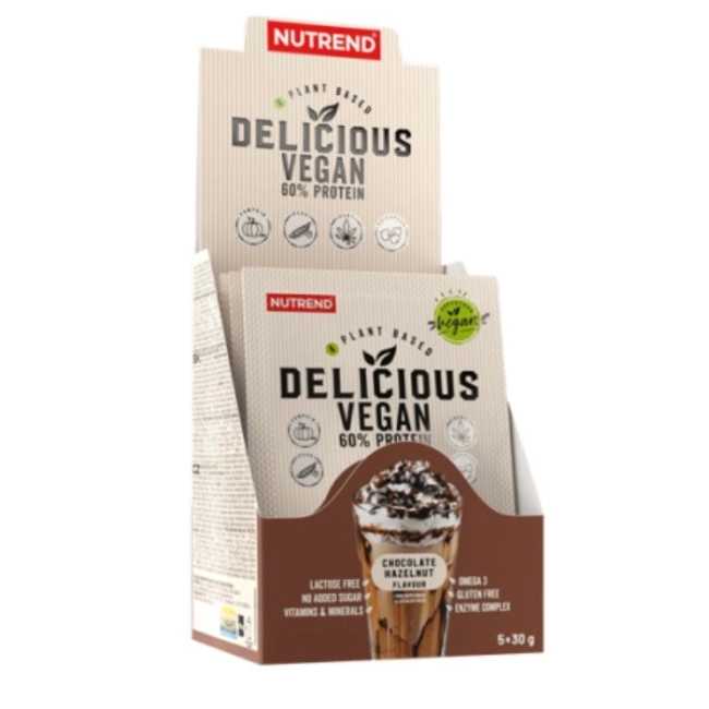 Nutrend Delicious Vegan Protein 5 сашета х 35 гр. с вкус на Шоколад и Лешник