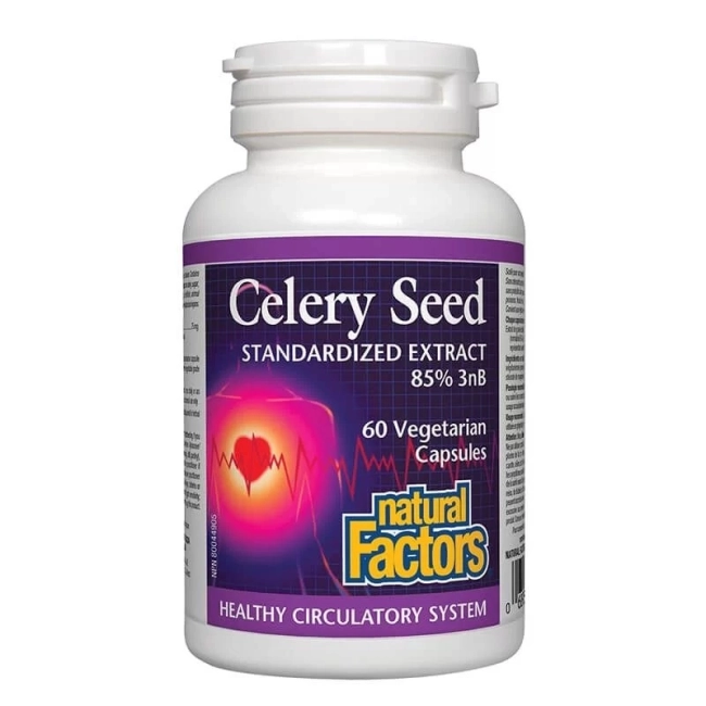 Natural Factors Подагра и високо кръвно налягане - Целина (семена) – Celery Seed 75 mg, 60 капсули