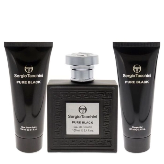 Sergio Tacchini Pure Black Комплект за Мъже - EDT 100 ml + афършейв 100 ml + душ гел 100 ml 