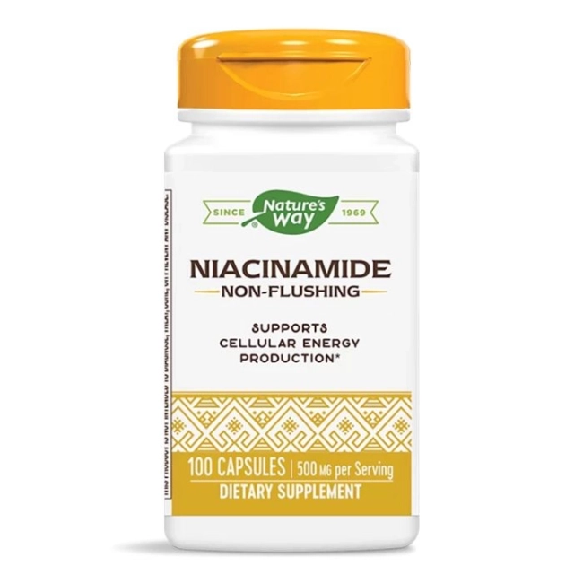 Nature’s Way Ниацинамид (непредизвикващ зачервяване) - Сърдечно-съдово здраве и клетъчна енергия, 500 mg, 100 капсули