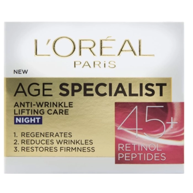 Loreal Age Specialist 45+ Нощен крем за лице с лифтинг ефект х50 мл