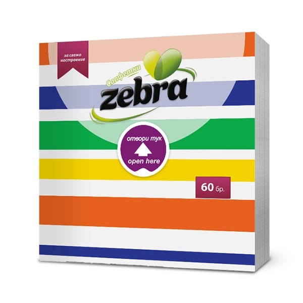 Zebra Еднопластови Салфетки на черти 33/33 60 бр.