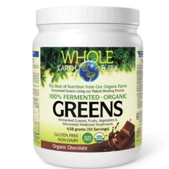 Natural Factors 100% ферментирали органик растителни храни, с вкус на шоколад Whole Earth & Sea, 438 g прах