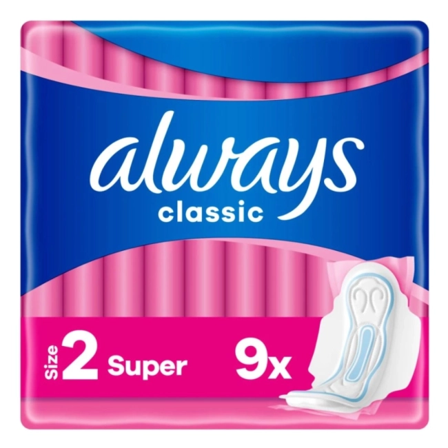 Always CLASSIC Super 2 Дамски превръзки, 9 бр.