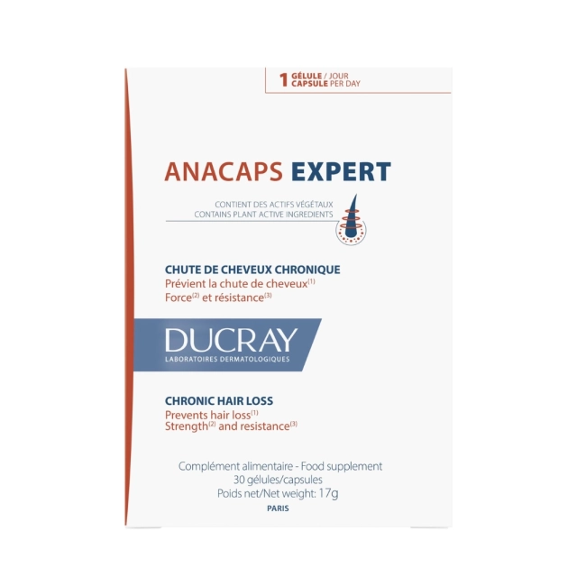 Ducray Anacaps Expert Хранителна добавка срещу хроничен косопад 30 капсули