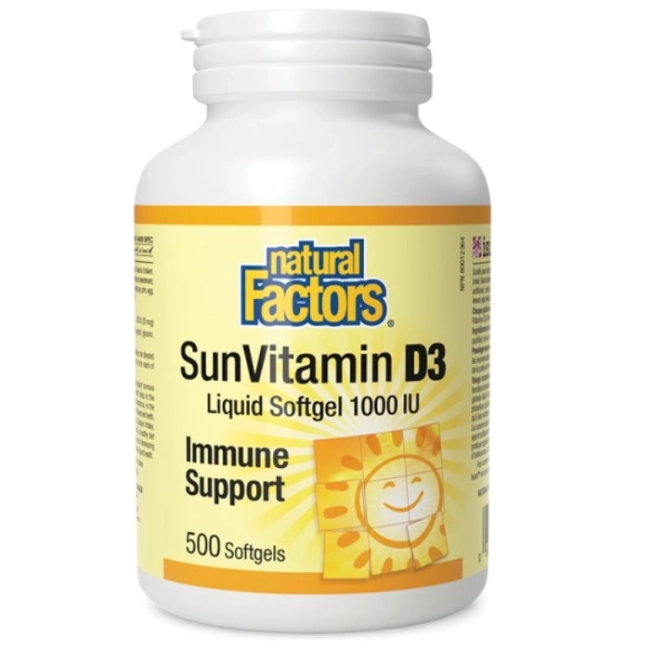 Natural Factors Витамин D3 - Силен имунитет, 1000 IU
