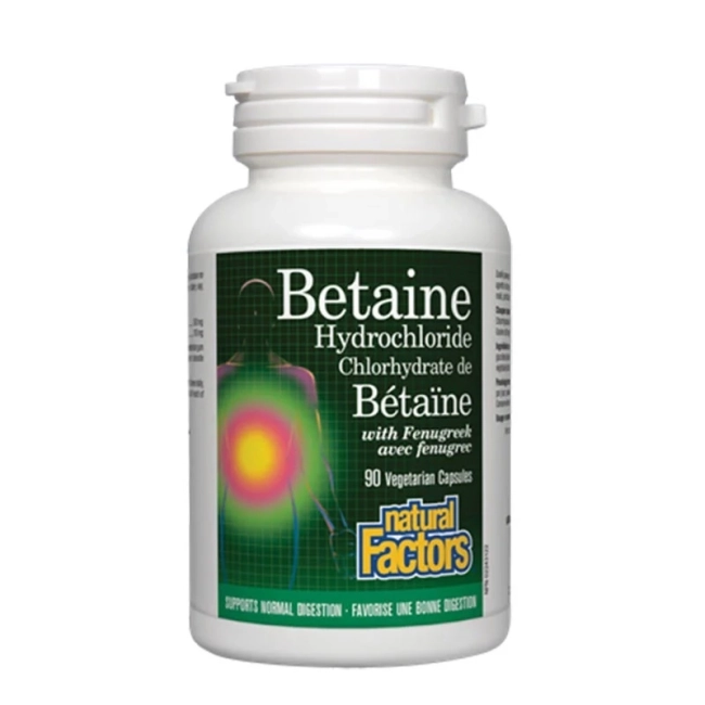 Natural Factors Betaine Hydrochloride / Бетаин Хидрохлорид, 500 mg, 90 капсули