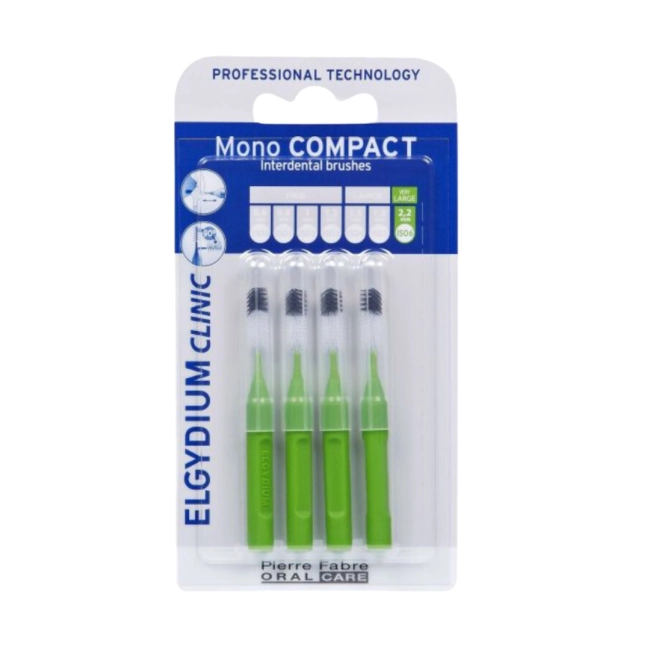 Elgydium Clinic Mono Compact Интердентални четки за зъби, цвят зелен 8-7 мм 4 бр