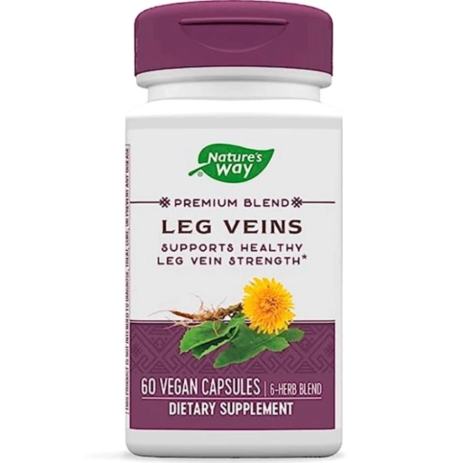 Nature’s Way Разширени вени и нарушено кръвообращение - Leg Veins - Премиум формула с билки и витамин С, 60 капсули