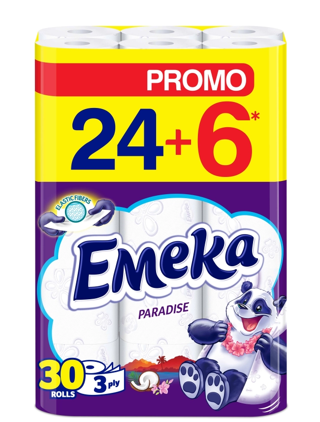 Emeka Paradise Тоалетна хартия 3 пл., 24+6 бр.