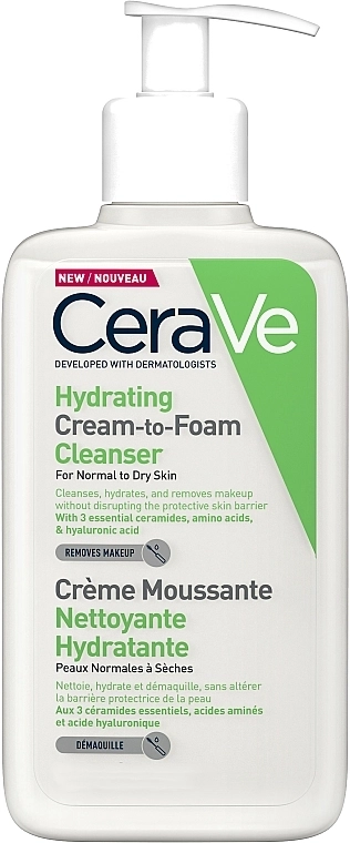 CeraVe Хидратираща измивна крем-пяна за лице за нормална към суха кожа 236 мл