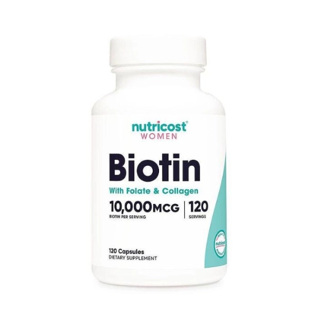 Nutricost Коса, кожа, нокти - Биотин с Фолат и Колаген, 120 капсули