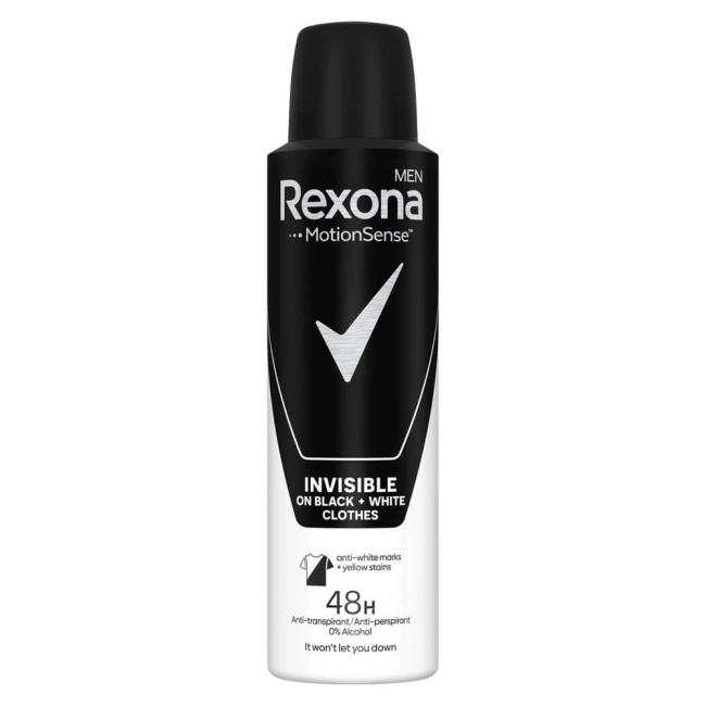 Rexona Men Invisible on Black + White Clothes Дезодорант против изпотяване за мъже 150 мл