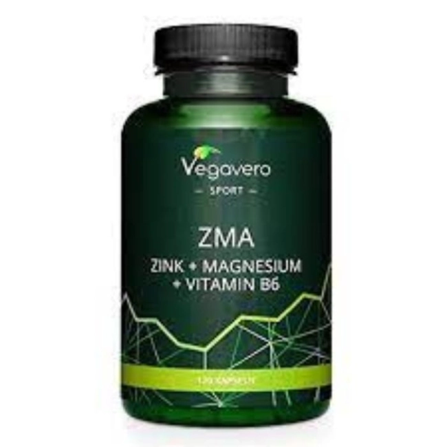 Vegavero При активен спорт - Цинк+Магнезий+Витамин B6 - ZMA, 120 капсули