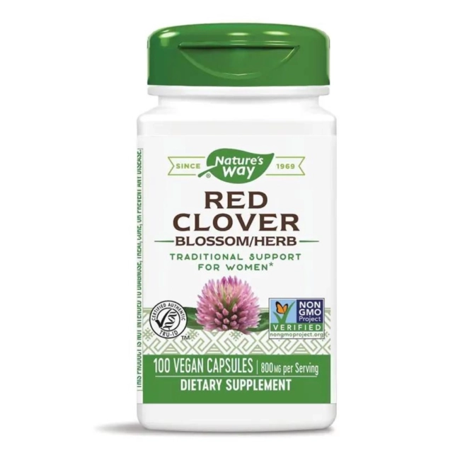 Nature`s Way Red Clover Червена детелина – билка за женско здраве - Менопауза и остеопороза, 400 mg, 100 капсули