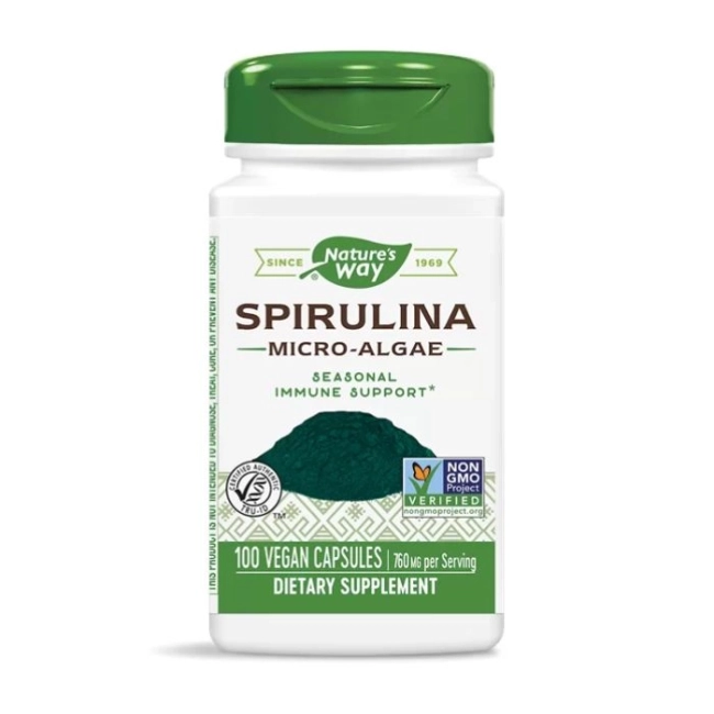 Nature’s Way Спирулина (микроводорасли) - Имунна подкрепа и тонус, 380 mg, 100 капсули