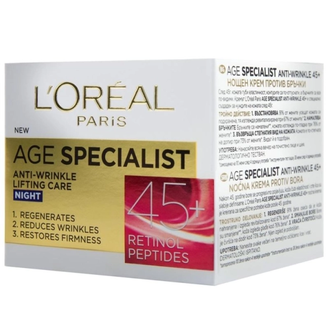 L’Oreal Age Specialist 45+ Нощен крем за лице с лифтинг ефект 50 мл