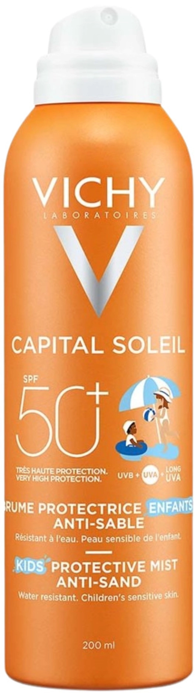 Vichy Capital Soleil Детски слънцезащитен спрей срещу полепване на пясък по кожата SPF50+ 200 мл