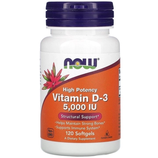 NOW Vitamin D-3 (5000IU) 120 меки капсули
