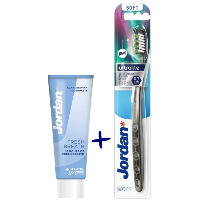 Jordan Комплект Ultralite Четка за зъби Soft+Fresh Breath Паста за зъби за свеж дъх 75 мл