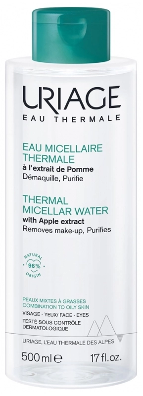 URIAGE Eau Thermale Мицеларна почистваща вода за лице за комбинирана и мазна кожа 500 мл