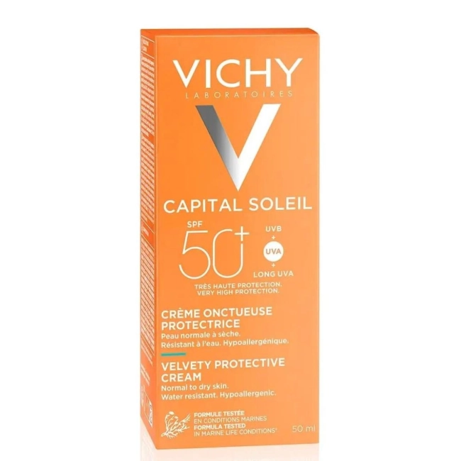 Vichy Capital Soleil Слънцезащитен крем за лице с кадифена текстура SPF50+ 50 мл