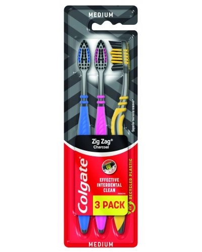 COLGATE ZIG ZAG CHARCOAL Четка за зъби, 3 бр.