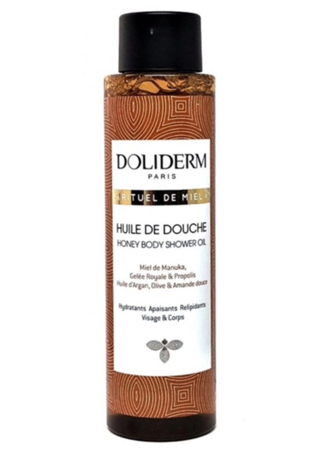 Doliderm Душ олио за лице и тяло с Мед от Манука, Пчелно млечице, Прополис, Арганово масло, маслини и сладки бадеми 100 мл.
