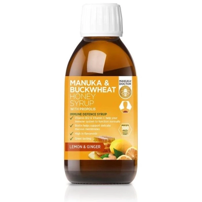 Manuka Doctor Manuka Buckwheat Honey Syrup with Propolis (Меден сироп от манука и елда с прополис / Силен имунитет, 200 ml