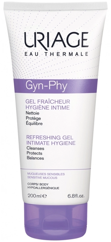 URIAGE Gyn-Phy Защитен почистващ гел за интимна хигиена при чувствителна кожа и лигавица 200 мл
