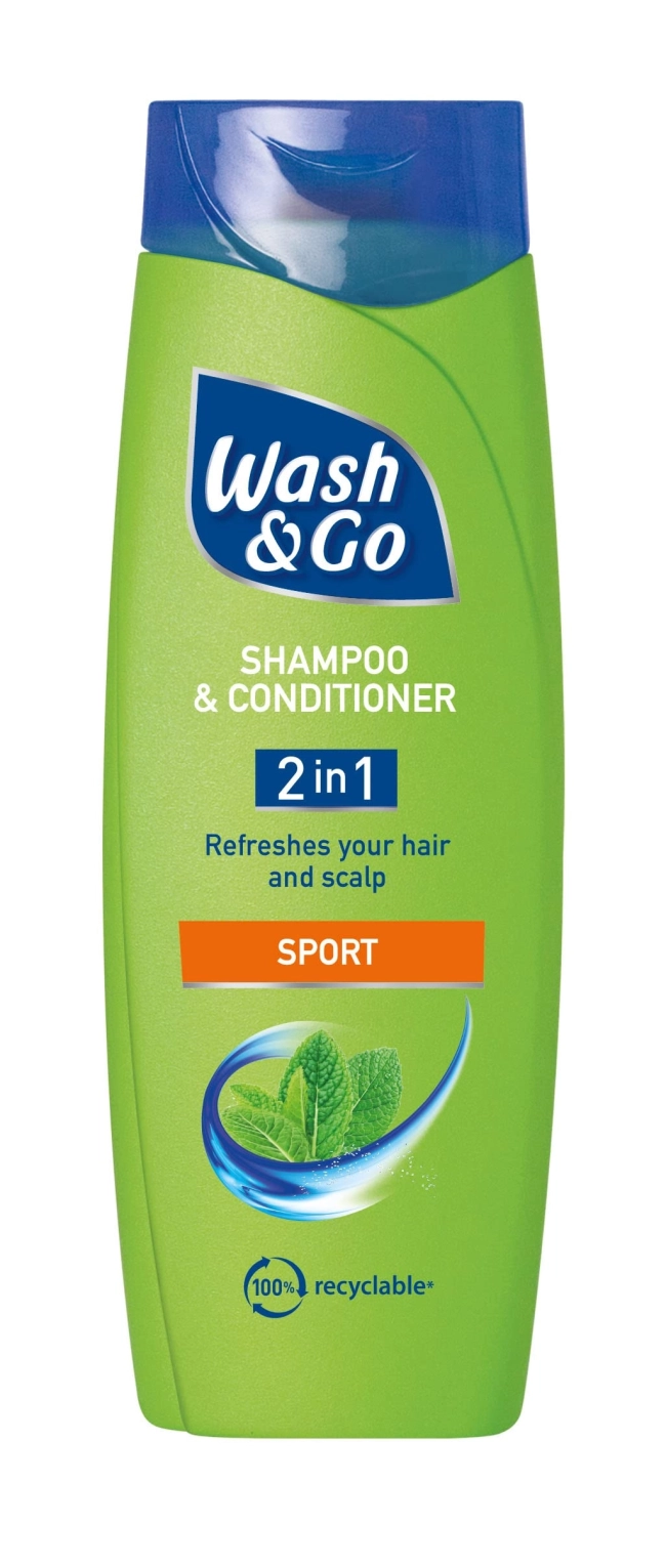 Wash & Go Sport Шампоан и балсам 2-в-1 с мента 200 мл