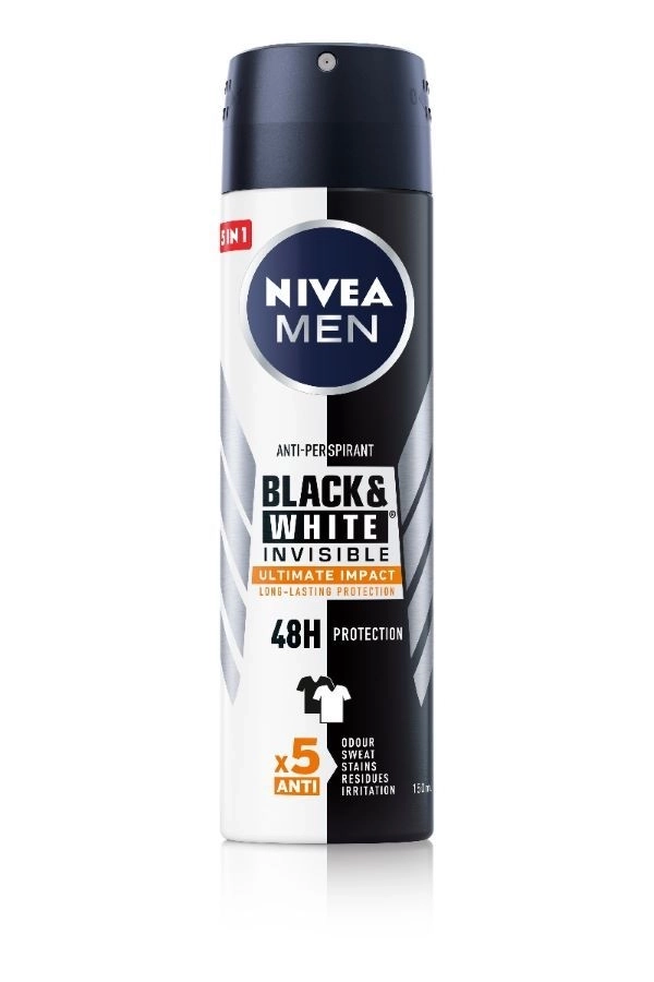 Nivea Men Black & White Invisible Ultimate Impact Дезодорант спрей против изпотяване за мъже 150 мл