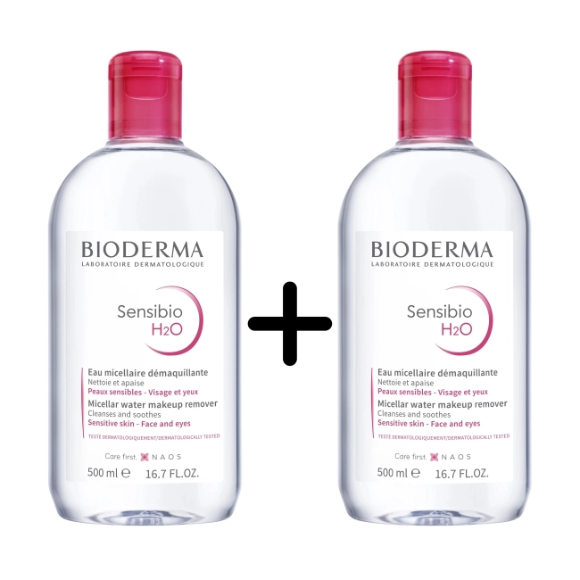 КОМПЛЕКТ Bioderma Sensibio Мицеларна вода за чувствителна кожа 500 мл + Bioderma Sensibio Мицеларна вода за чувствителна кожа 500 мл