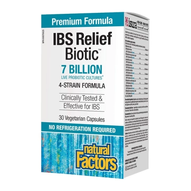 Natural Factors IBS Relief Biotic™ / Мултипробиотик 4 щама, 7 млрд. активни пробиотици x 30  капсули