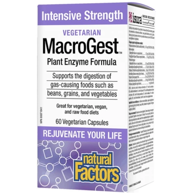 Natural Factors Растителни храносмилателни ензими MacroGest™ - За вегетарианци, вегани и придържащи се към суровоядство, 60 капсули