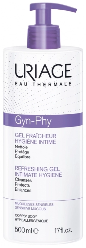 URIAGE Gyn-Phy Защитаващ освежаващ почистващ интимен гел за чувствителна кожа 500 мл