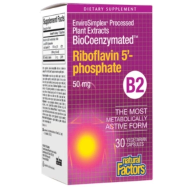 Natural Factors Riboflavin 5`-phosphate BioCoenzymated™/ Витамин В2 Рибофлавин-5-фосфат 50 mg, 30 капсули