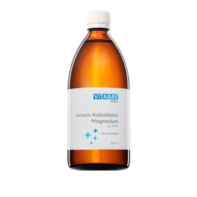 Vitabay MED Kolloidales Magnesium - Колоиден магнезий 50 PPM - високо концентриран (ниво на чистота 99,99%), 500 ml