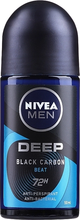 NIVEA Men Deep Black Carbon 72H Дезодорант рол-он против изпотяване за мъже 50 мл