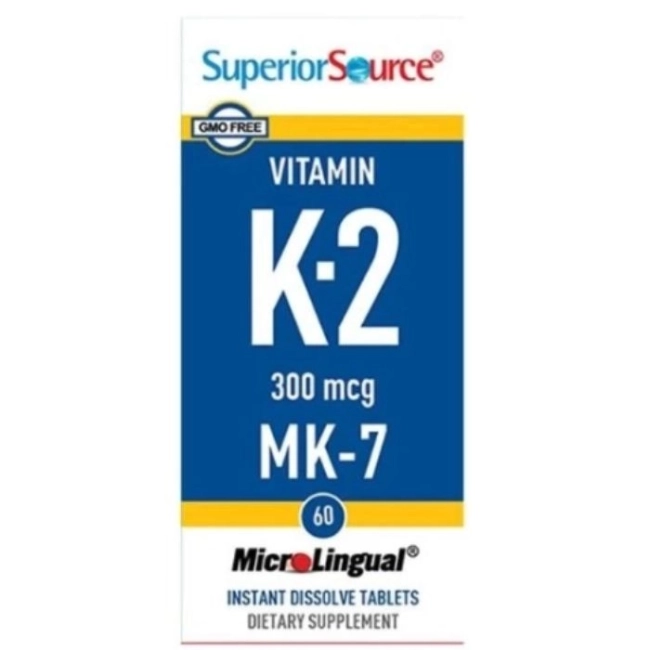 Superior Source Кости и сърдечно-съдова система - Витамин К2 (MK-7), 300 µg x 60 сублингвални таблетки