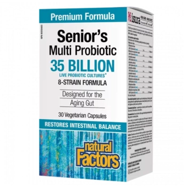 Natural Factors Мултипробиотик за хора над 55 години - Senior’s Multi Probiotic, 8 щама, 35 млрд. активни пробиотици, 30 капсули