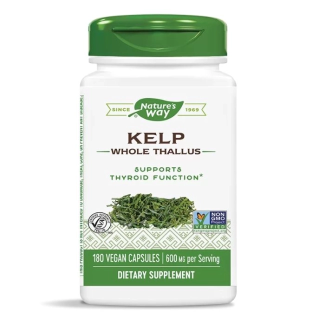 Nature’s Way Келп – кафяви водорасли - Източник на йод за щитовидната жлеза, 600 mg, 180 капсули