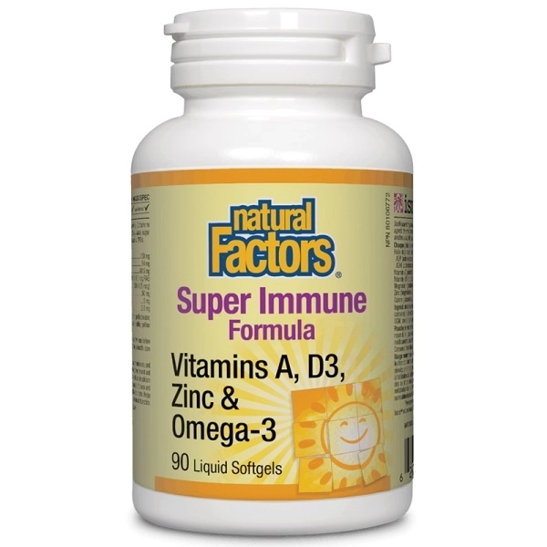 Natural Factors Super Immune Formula / Витамини А и D3, цинк и омега-3/, 90 софтгел капсули