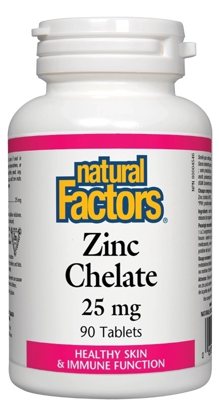 Natural Factors Zinc Chelate/ Цинк (хелат) 25 mg х 90 таблетки