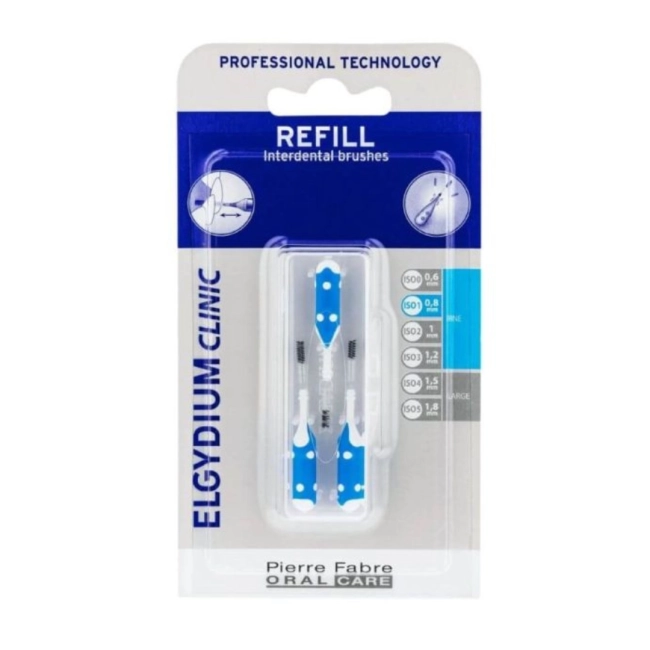 Elgydium Trio Compact Refill Допълнителни интердентални четки пълнител син 0.8 мм