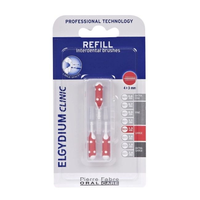 Elgydium Trio Compact Пълнител за интердентална четка Червен 3 бр.