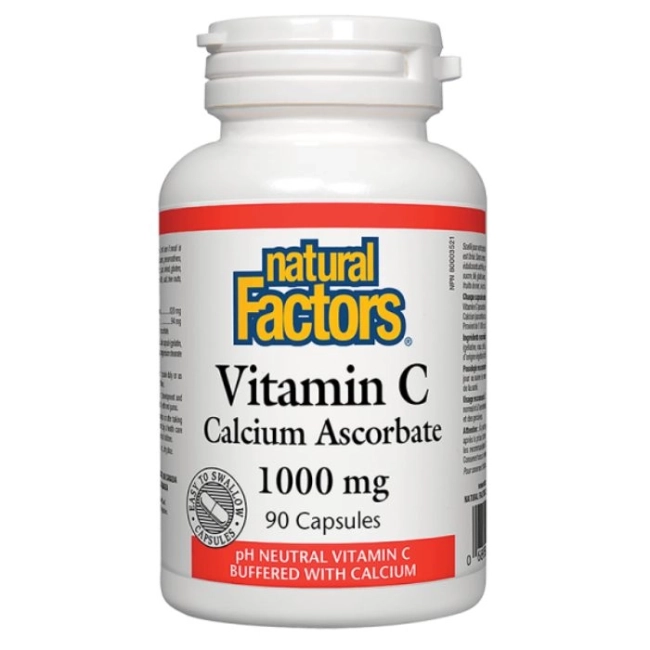 Natural Factors Vitamin C / Витамин С (калциев аскорбат), 1000 mg, 90 капсули