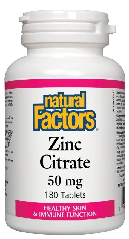 Natural Factors Zinc Citrate / Цинк (цитрат) 50 mg х 180 таблетки
